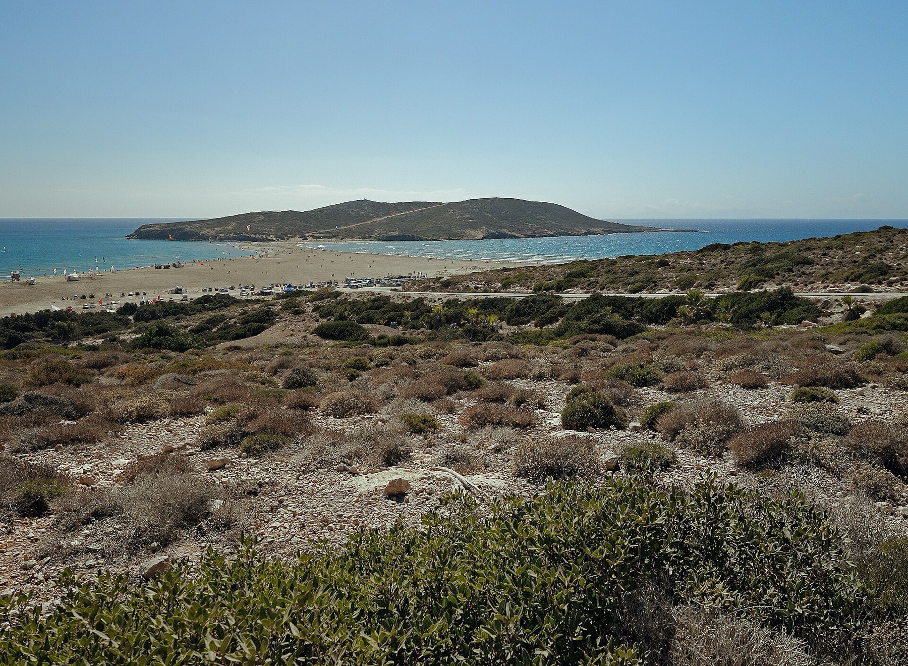 Prasonisi beach and peninsula in South Rhodes
