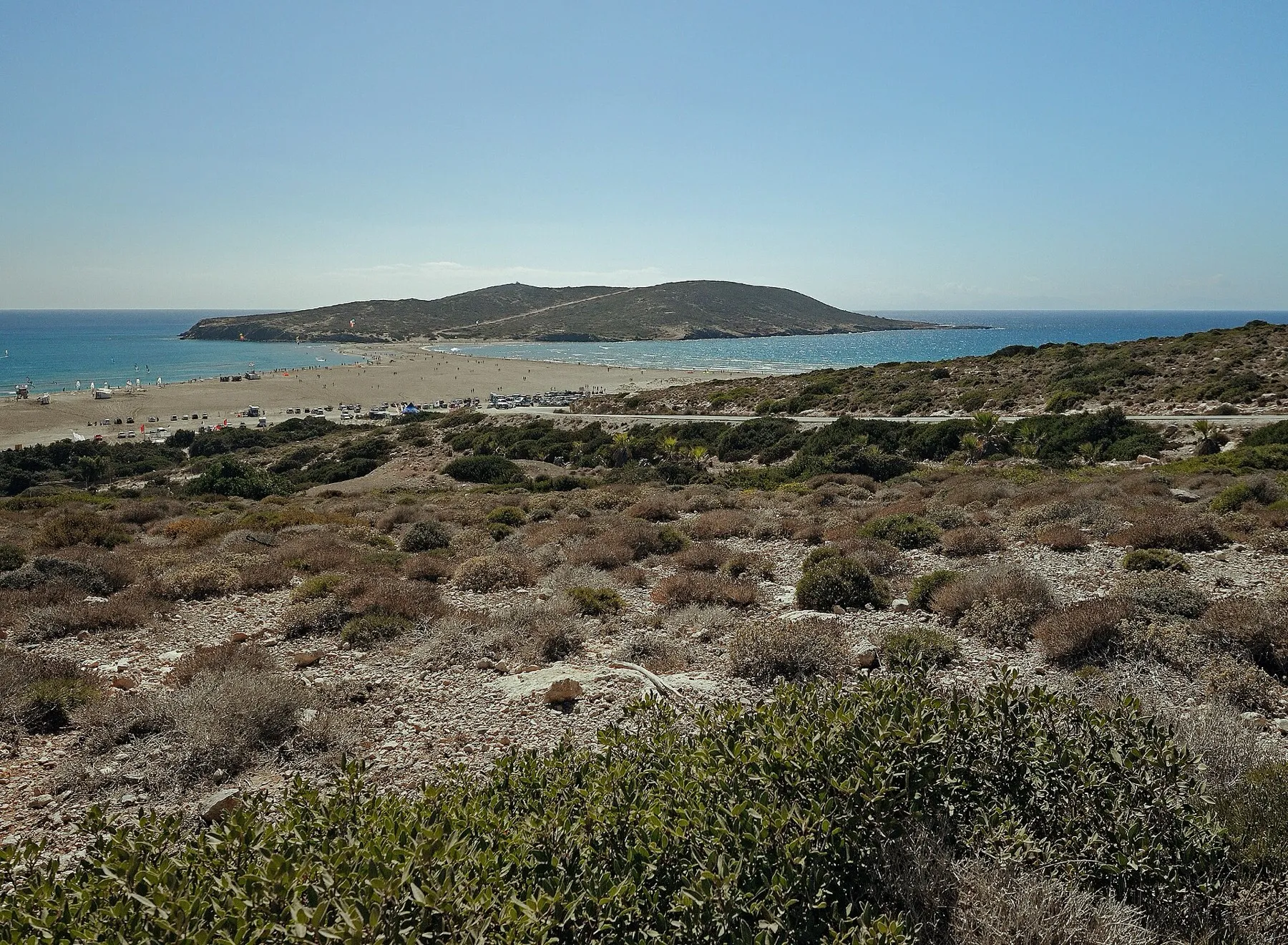 Prasonisi beach and peninsula in South Rhodes